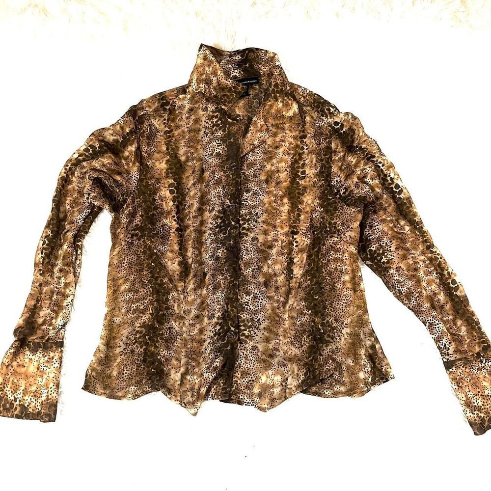 Norton-mcnaughton Women's Aniaml Snake Print Button‎ Down Blouse Size 14